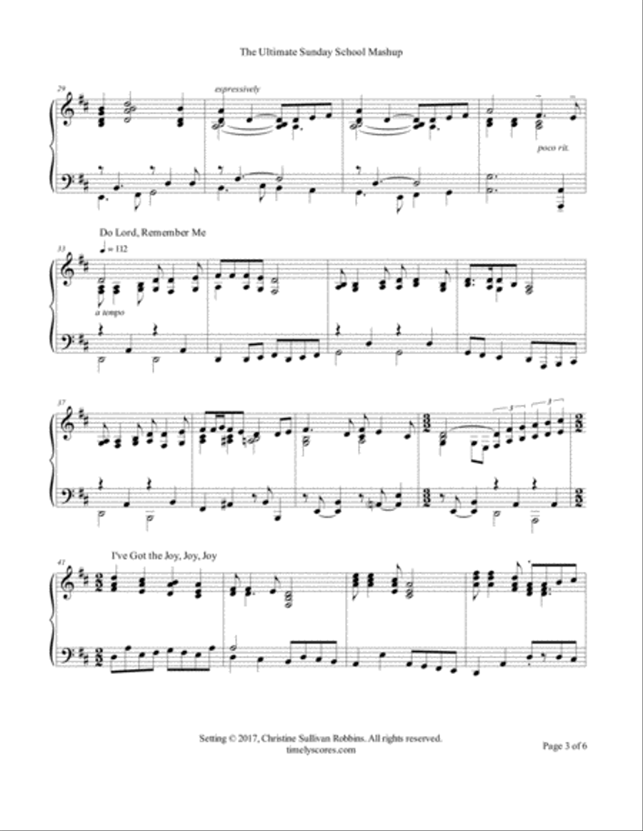 The Ultimate Sunday School Mashup Piano Solo scores gallery preview page 3
