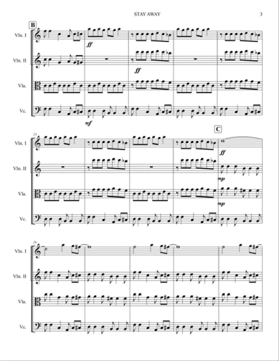 Stay Away String Quartet scores gallery preview page 3
