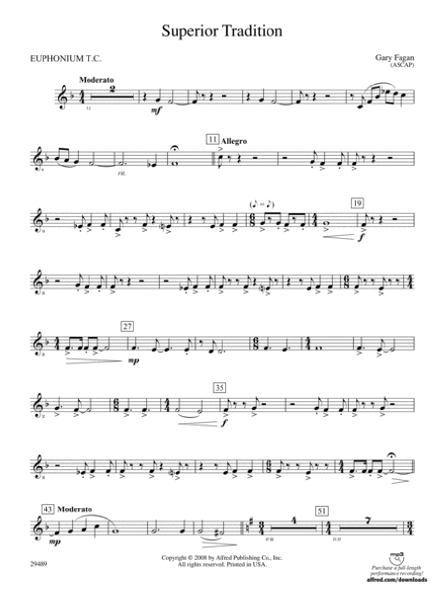 Superior Tradition: Baritone T.C. Concert Band scores gallery preview page 1