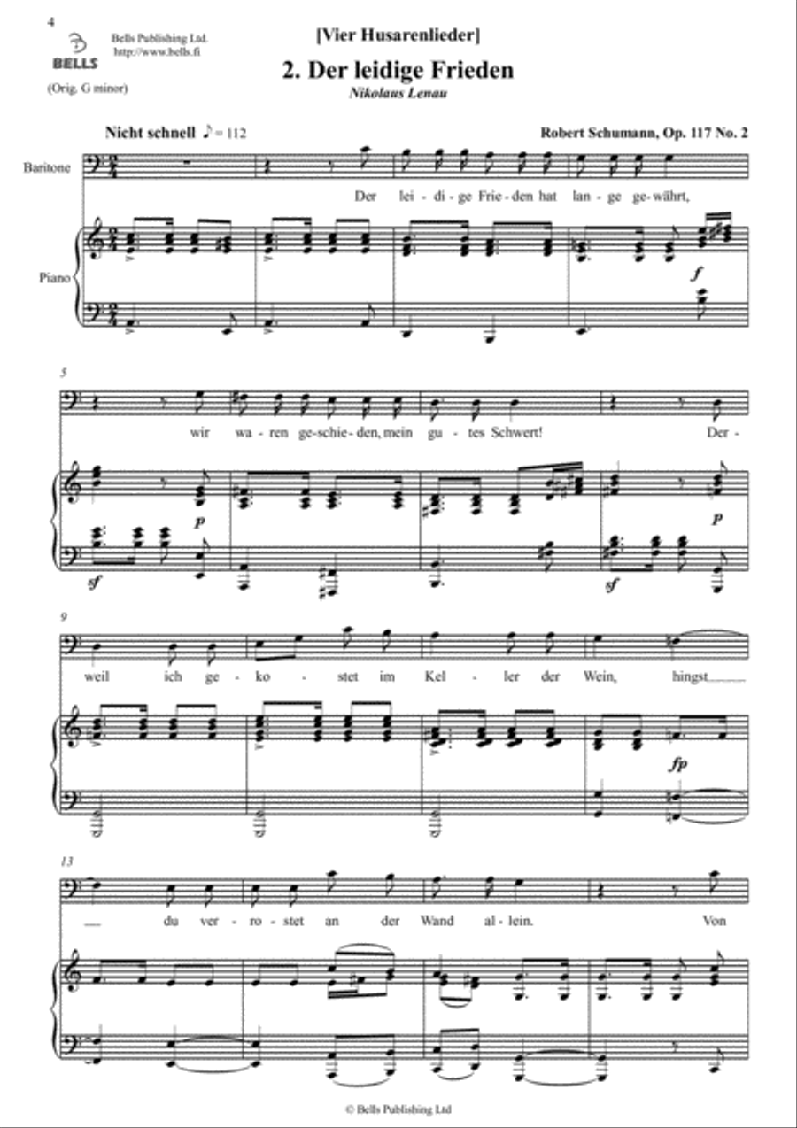 Vier Husarenlieder, Op. 117 Medium-High Voice scores gallery preview page 5