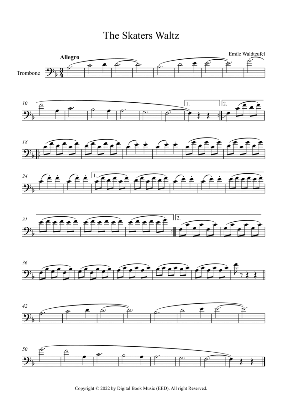 The Skaters Waltz - Emile Waldteufel (Trombone) Trombone Solo scores gallery preview page 1