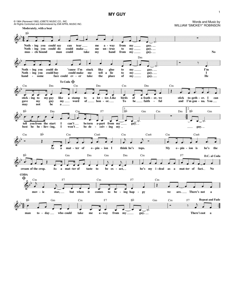 My Guy My Guy Guitar scores gallery preview page 1