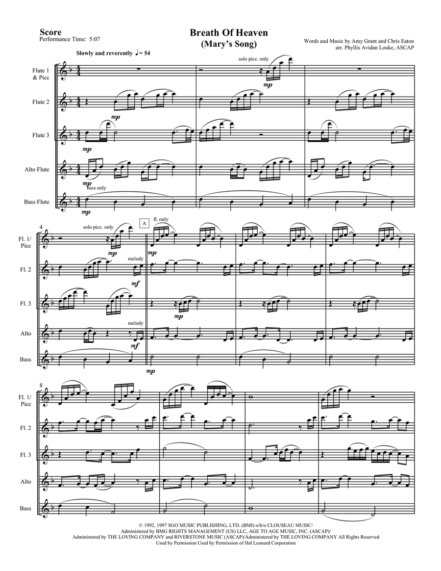 Breath Of Heaven (Mary's Song) Woodwind Ensemble scores gallery preview page 5