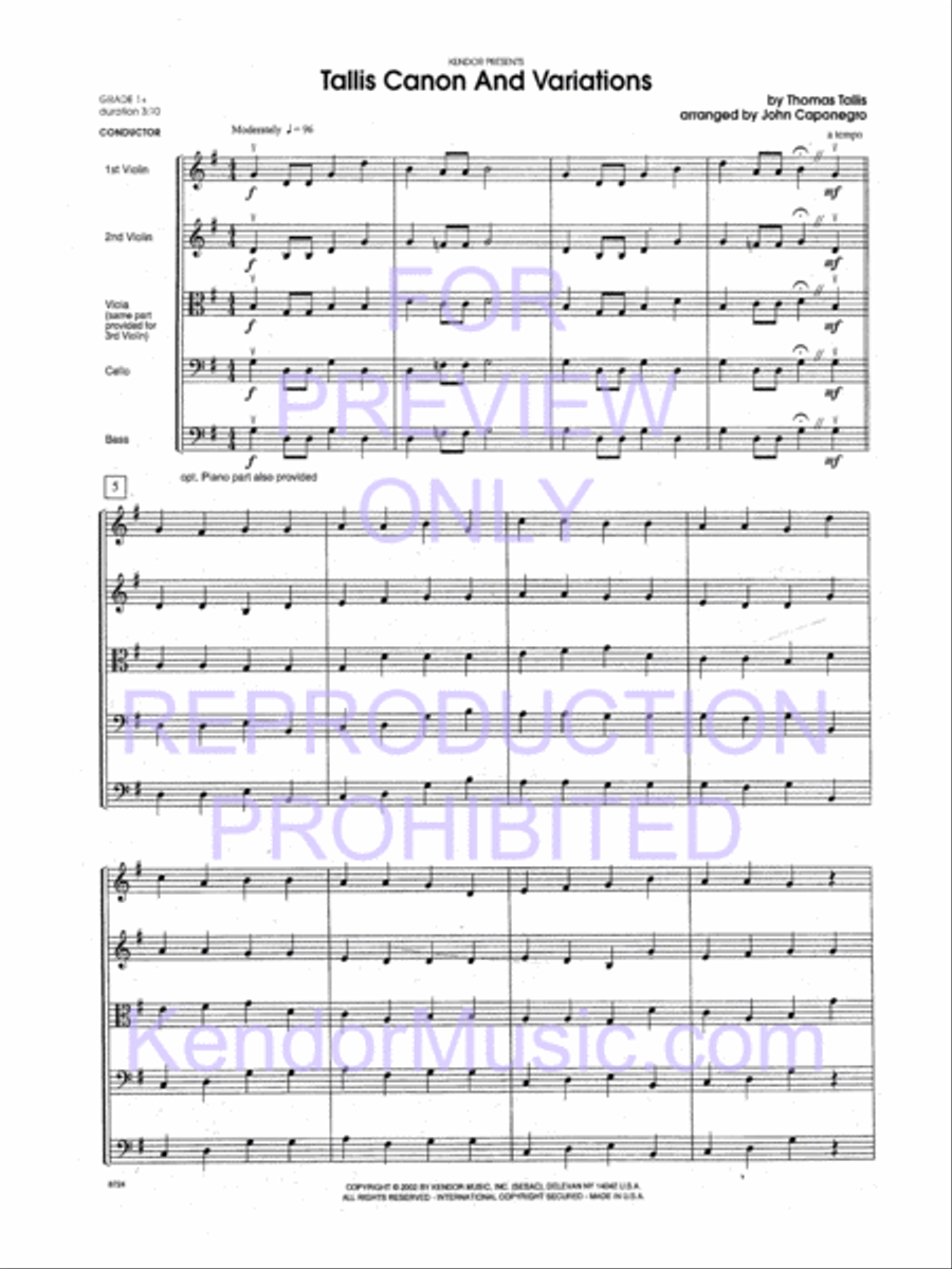 Tallis Canon And Variations (Full Score) String Orchestra scores gallery preview page 3