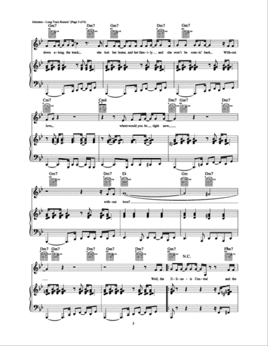 Long Train Runnin' Piano, Vocal, Guitar scores gallery preview page 3