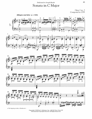Book cover for Piano Sonata No. 3 In C Major, Op. 2, No. 3