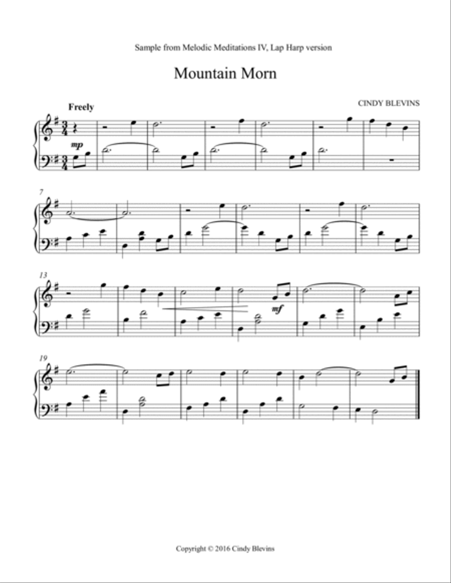 Melodic Meditations IV, 10 original solos for Lap Harp Lap Harp scores gallery preview page 6