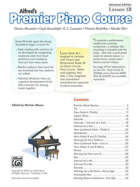 Premier Piano Course Lesson Book, Book 1B image number null