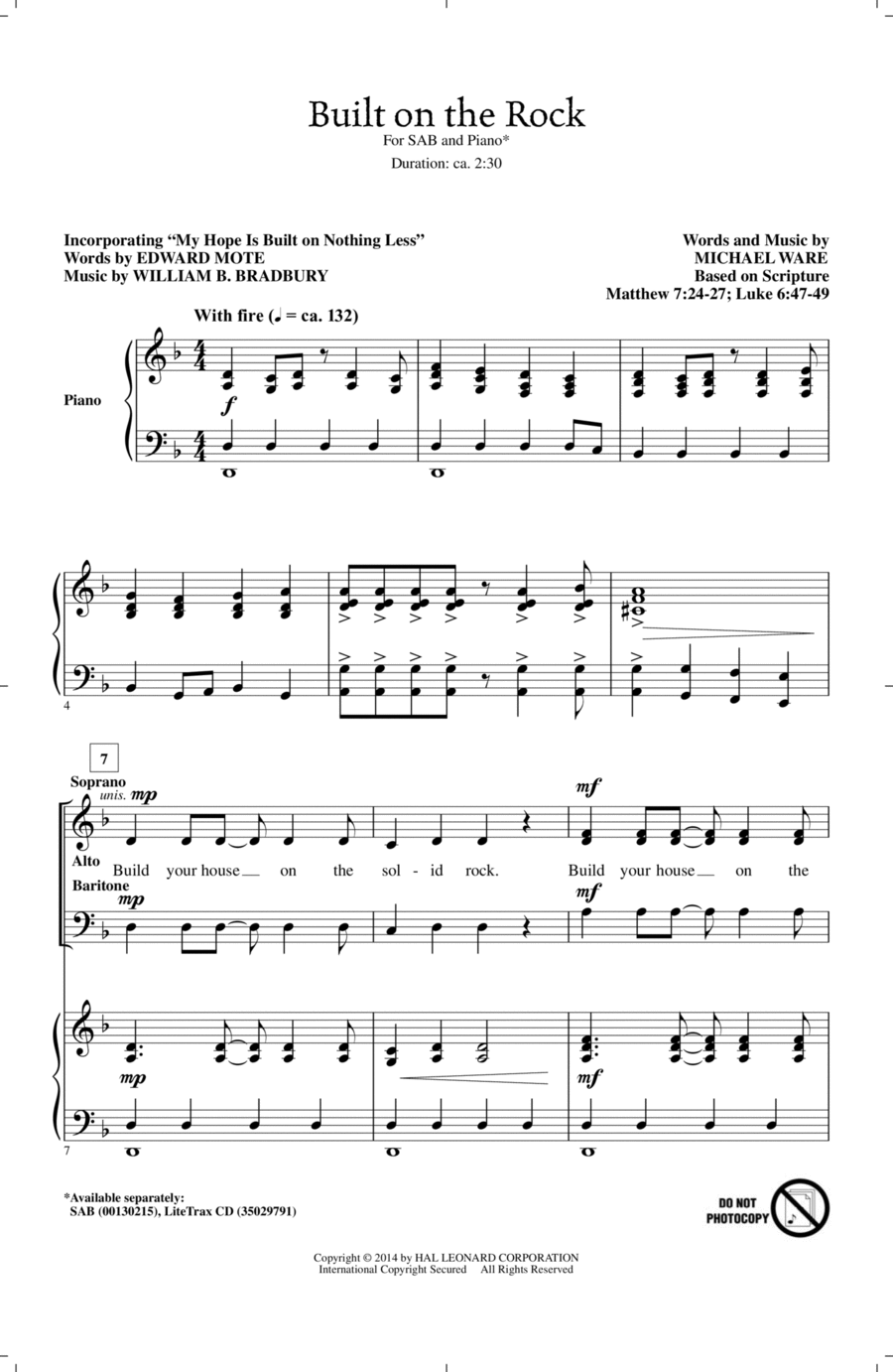 Built On The Rock 3-Part scores gallery preview page 1