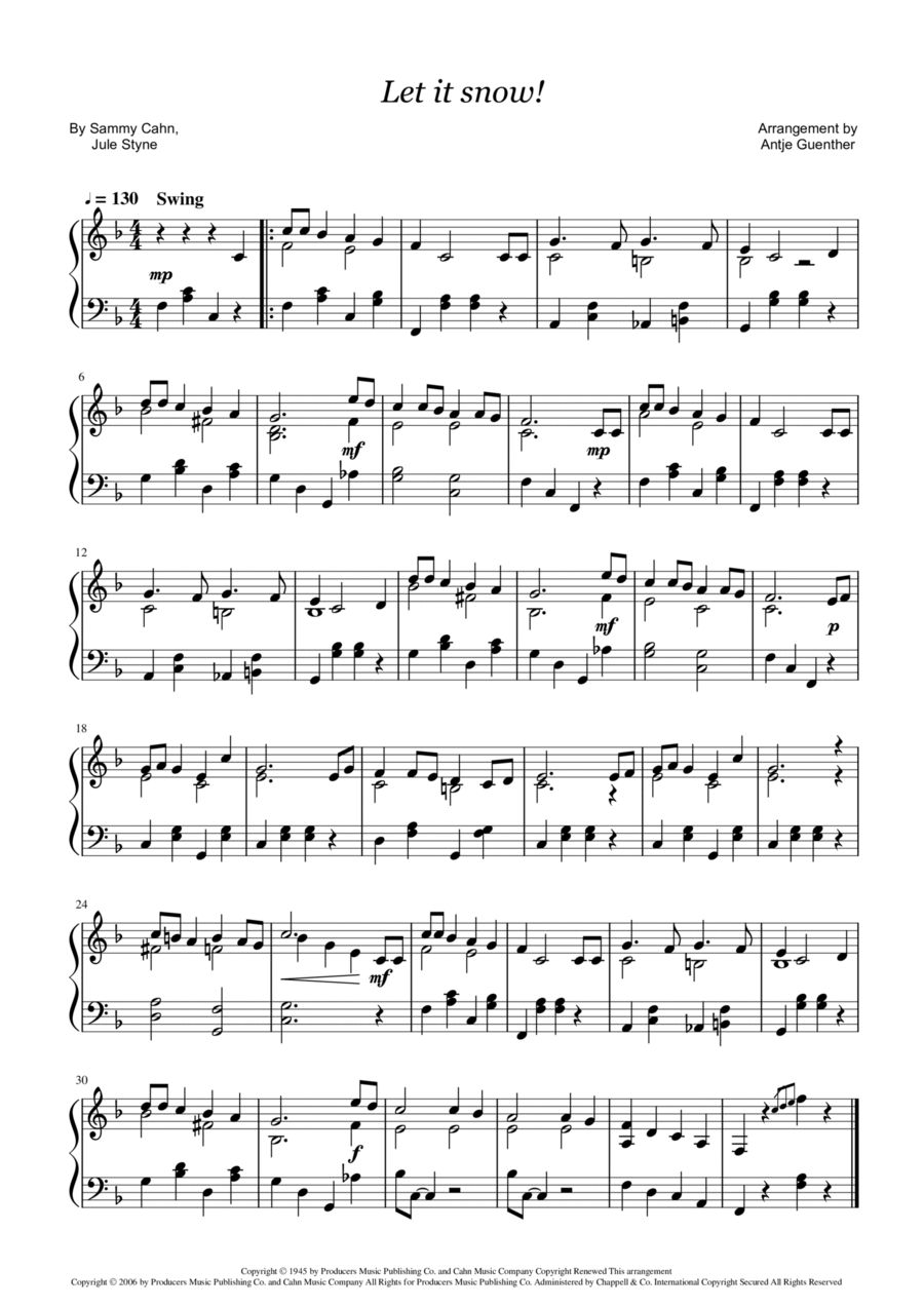 Let It Snow! Let It Snow! Let It Snow! Easy Piano scores gallery preview page 1