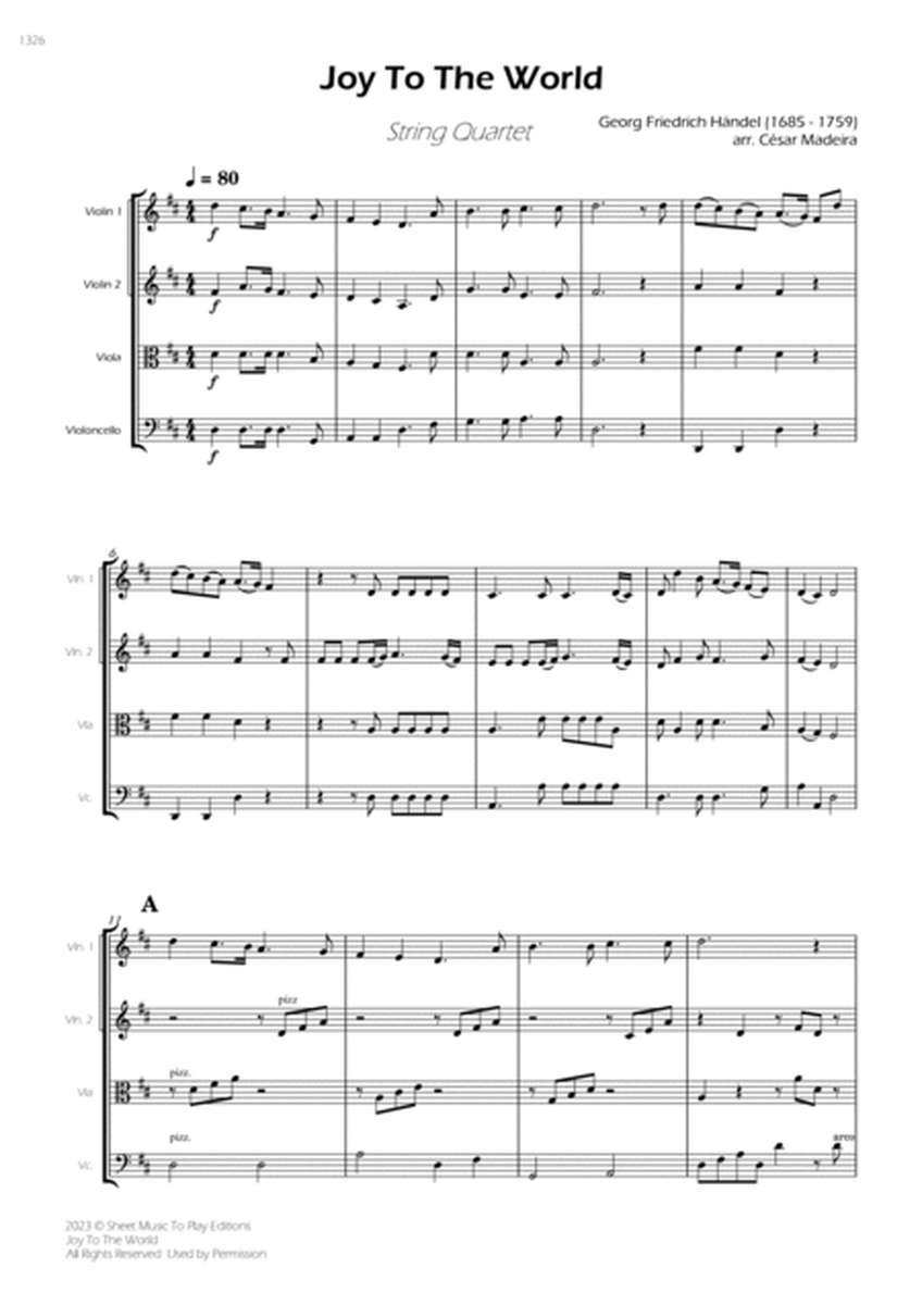 Joy To The World - String Quartet (Full Score and Parts) image number null