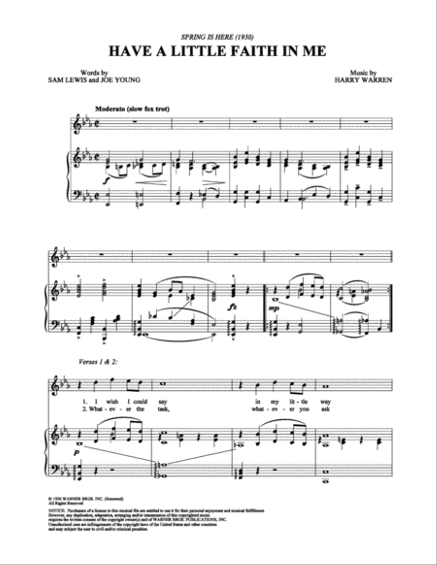 Have a Little Faith in Me Piano, Vocal, Guitar scores gallery preview page 1