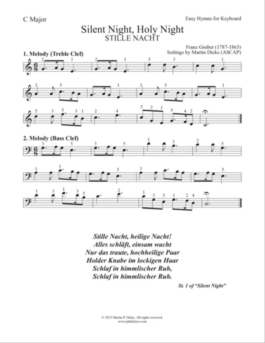 Silent Night, Holy Night (Easy Hymns for Keyboard) Piano Method scores gallery preview page 3