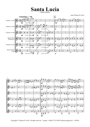 Santa Lucia - Italian Folk Song - Here in the twighlight - Clarinet Quintet