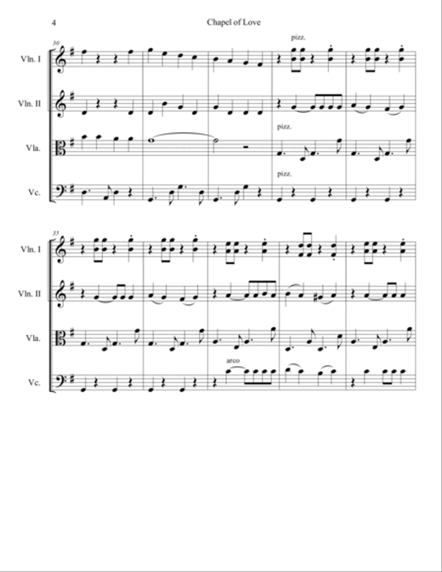 Chapel Of Love String Quartet scores gallery preview page 5