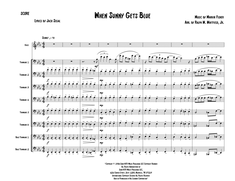When Sunny Gets Blue When Sunny Gets Blue Chamber Orchestra scores gallery preview page 1