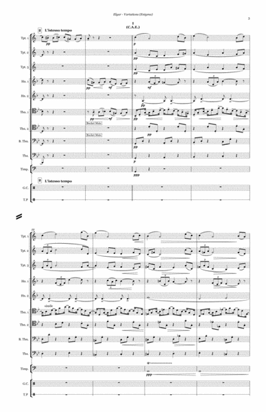 Enigma Variations (complete) for 9-piece Brass Ensemble, Timpani & Percussion