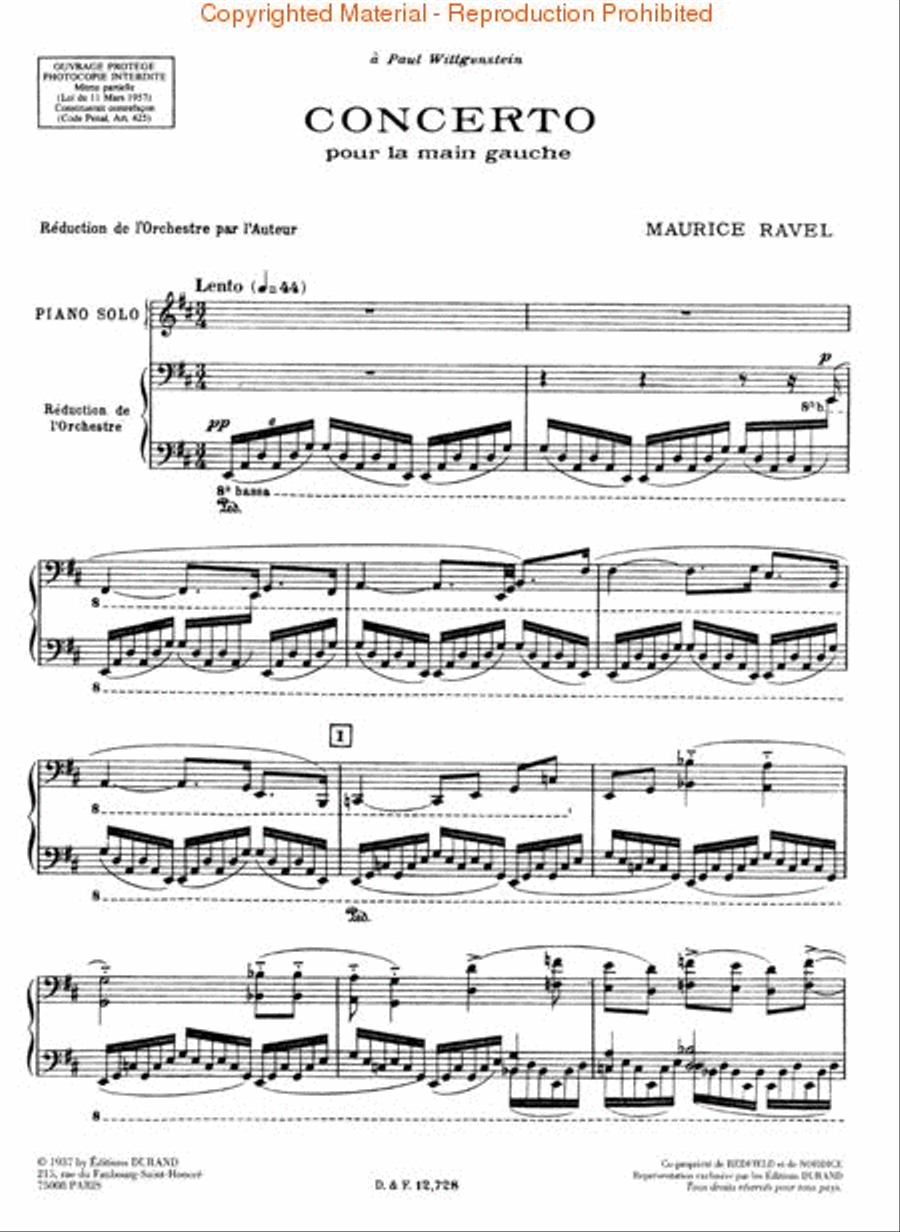 Concerto pour la Main Gauche (Concerto for the Left Hand) Orchestra scores gallery preview page 2