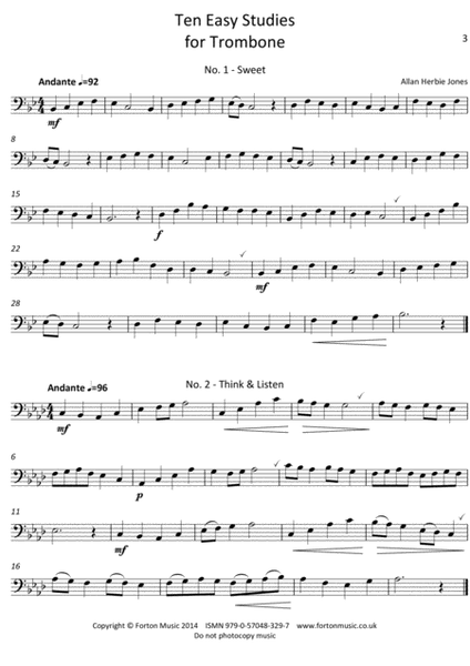 10 Easy Studies for Trombone Bass Clef