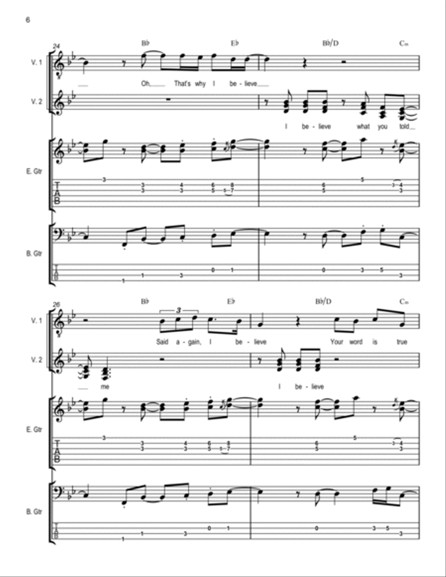 I Believe Guitar Tablature scores gallery preview page 6