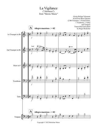 La Vigilance (from "Heroic Music") (Bb) (Brass Quintet - 2 Trp, 1, Hrn, 1 Trb, 1 Tuba, Timp)