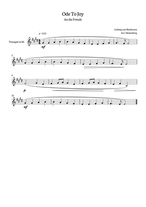 Beethoven - Ode to Joy for trumpet - clean version in D major.