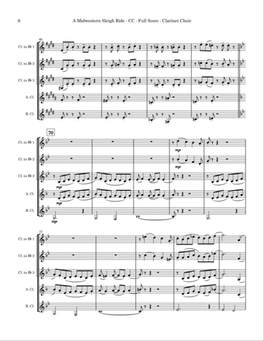 A Midwestern Sleigh Ride Clarinet Choir scores gallery preview page 6