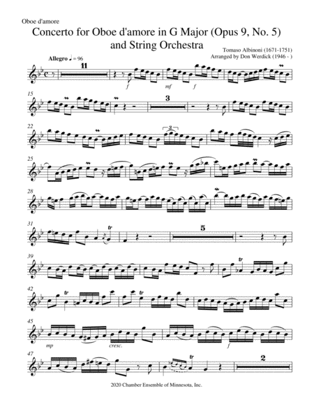 Concerto for Oboe d’amore in G Major, Op. 9 No. 5 image number null