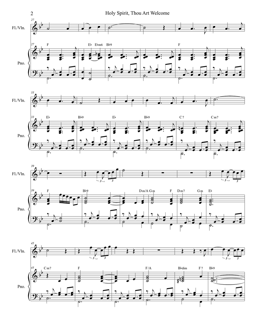 Holy Spirit, Thou Art Welcome Flute scores gallery preview page 2