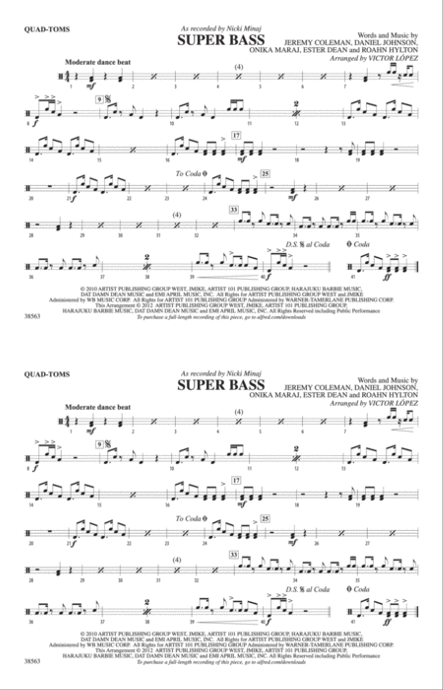 Super Bass: Quad-Toms Marching Band scores gallery preview page 1