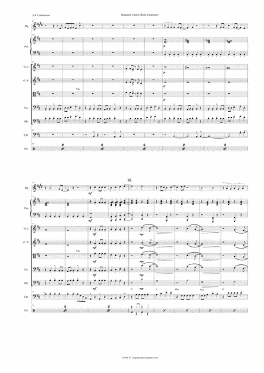 Kingston's canon,reggae style, for string quartet and combo jazz Large Ensemble scores gallery preview page 4