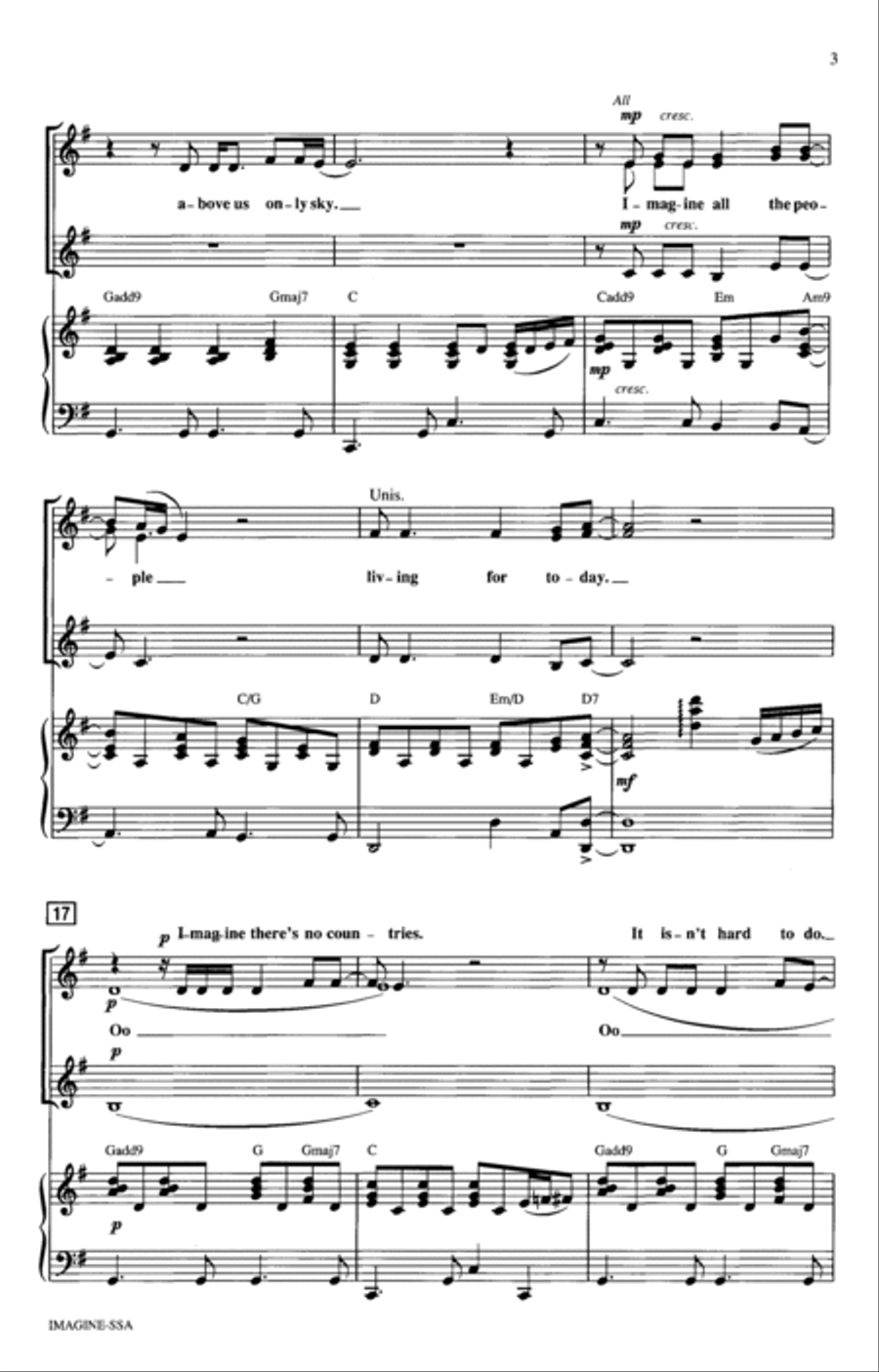 Imagine (arr. Mac Huff) SSA scores gallery preview page 2