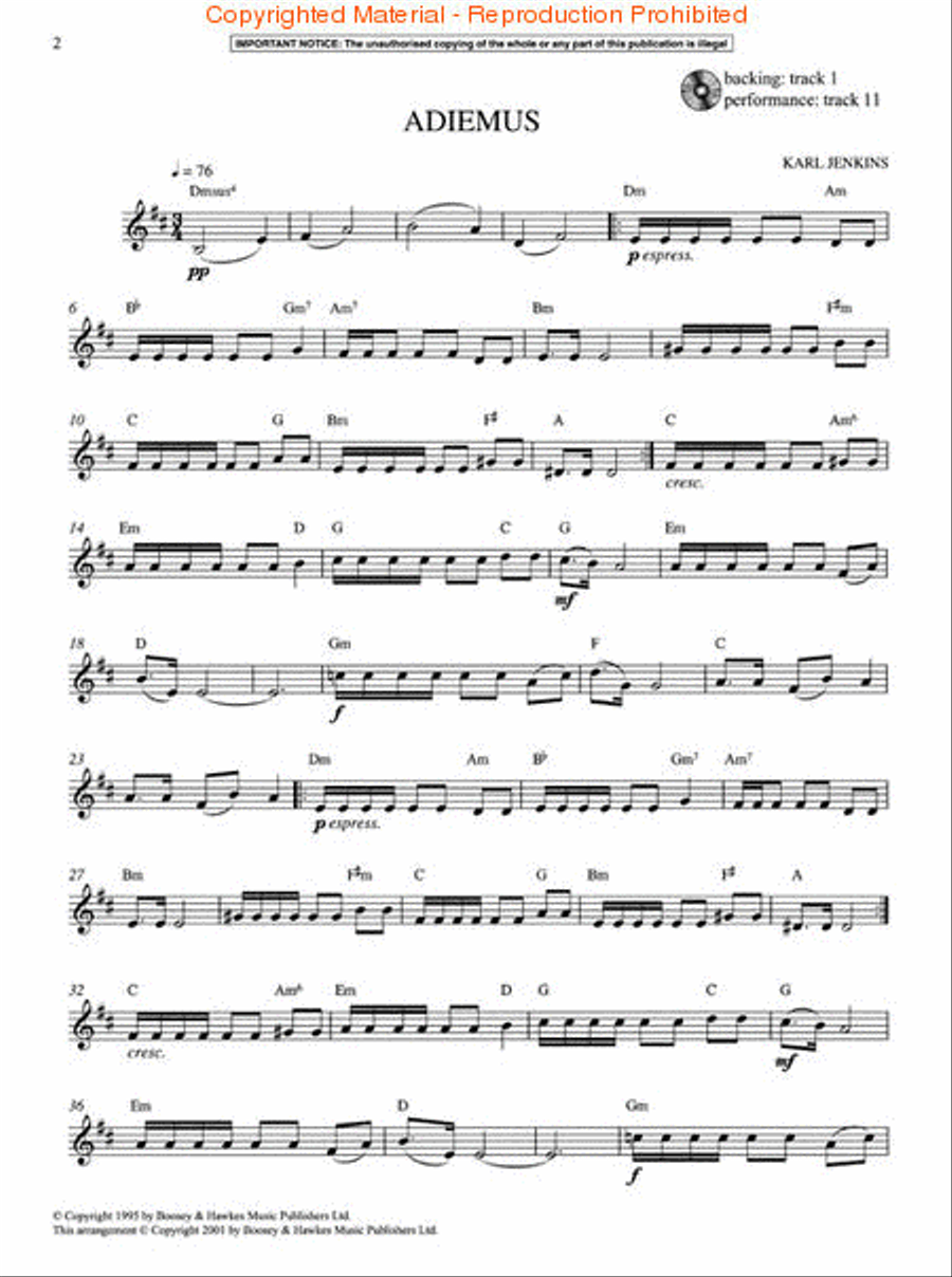 The Best of Adiemus Clarinet Solo scores gallery preview page 2