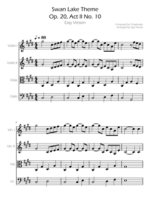 Swan Lake (theme) - Tchaikovsky - String Quartet