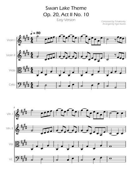Swan Lake (theme) - Tchaikovsky - String Quartet image number null