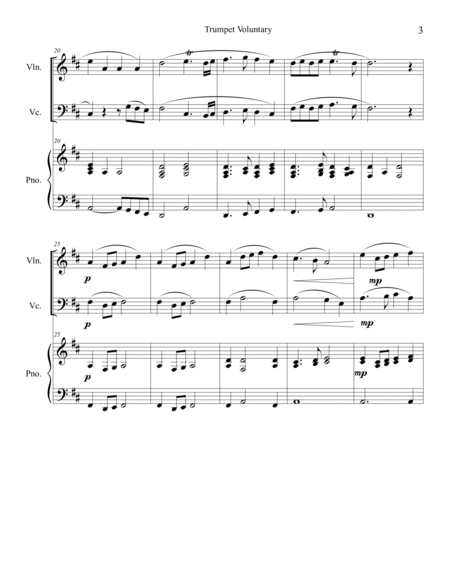 Trumpet Voluntary (Violin and Cello Duet) with optional piano accompaniment image number null