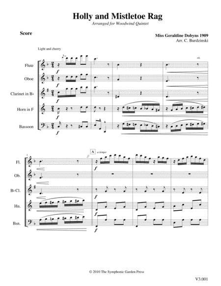Holly and Mistletoe Rag (G. Dobyns) - woodwind quintet image number null