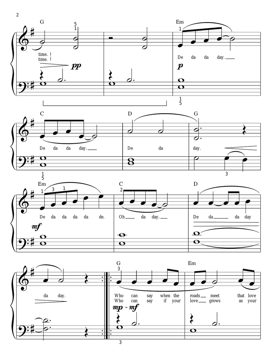 Only Time (arr. Phillip Keveren) Easy Piano scores gallery preview page 2