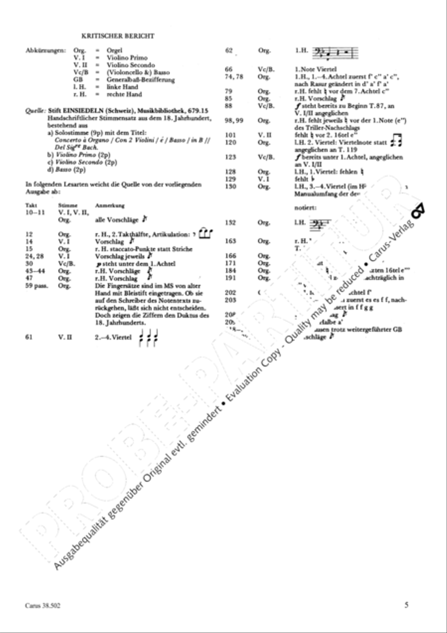 Organ Concerto in B flat major (Orgelkonzert in B) Violin scores gallery preview page 8