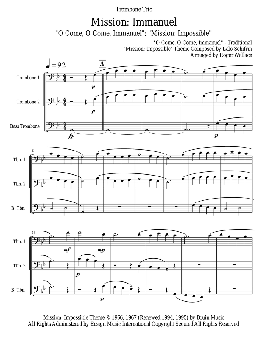 Mission: Impossible Theme Trombone Trio scores gallery preview page 1