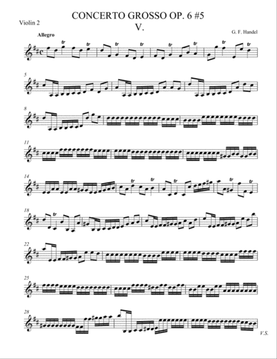Concerto Grosso Op. 6 #5 Movement V String Orchestra scores gallery preview page 6