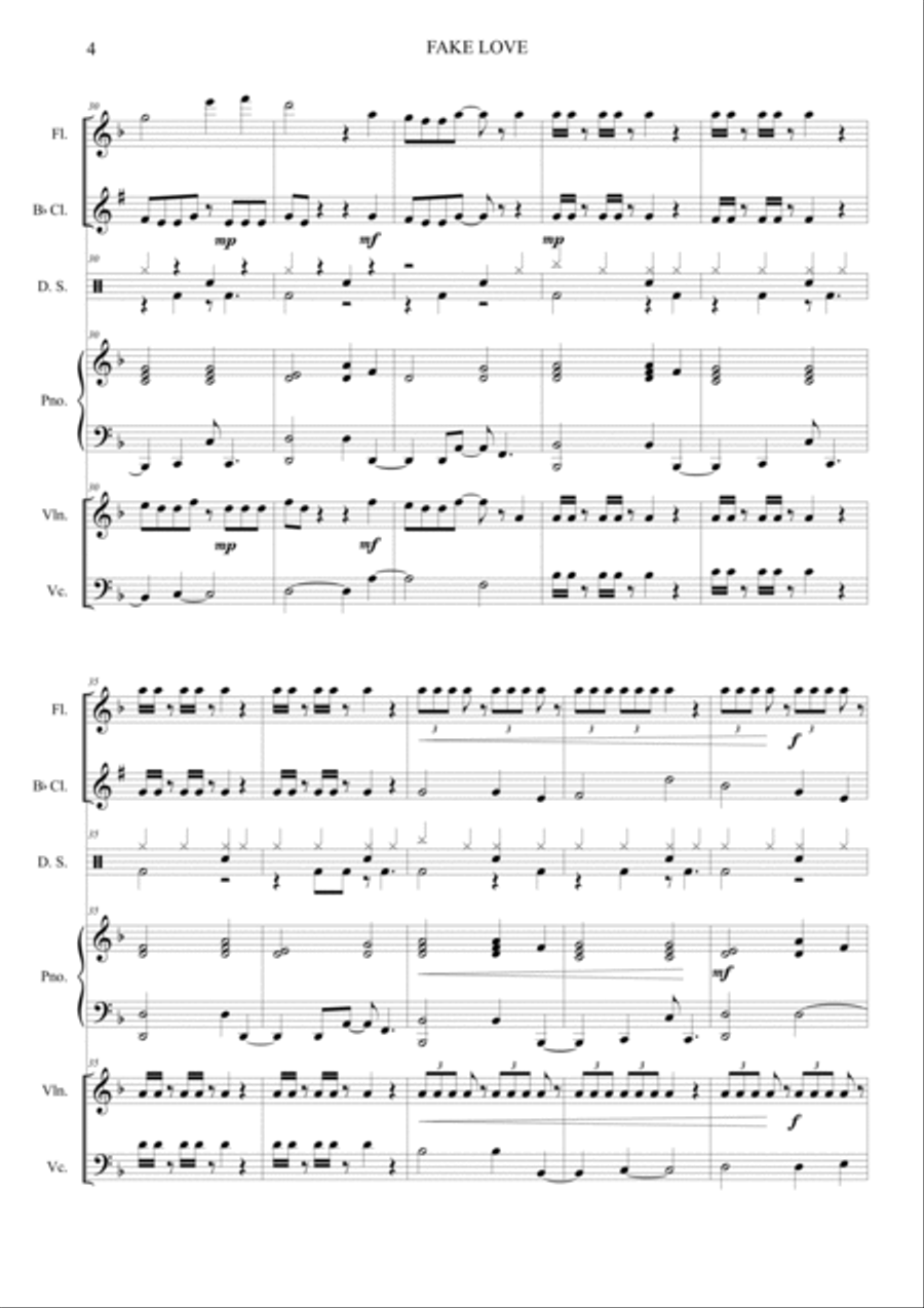Fake Love Orchestra scores gallery preview page 4