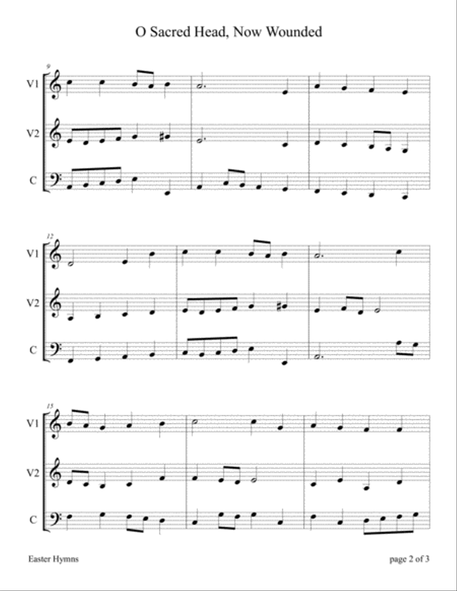 O Sacred Head, Now Wounded (for String Trio – 2 Violins and 1 Cello) String Trio scores gallery preview page 4