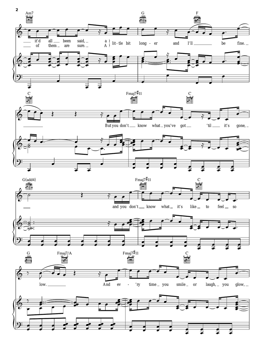 A Little Bit Longer Piano, Vocal, Guitar scores gallery preview page 2