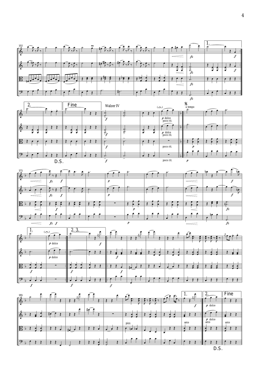 J.Strauss Vienna Blood (Wiener Blut) Waltz, for string quartet, CS105 String Quartet scores gallery preview page 4