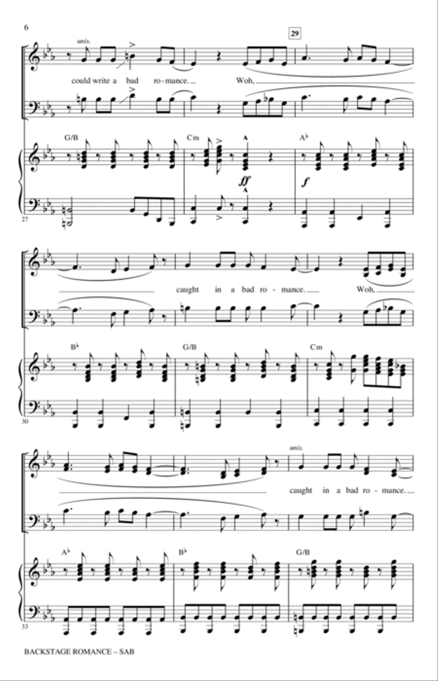 Backstage Romance (from Moulin Rouge! The Musical) 3-Part scores gallery preview page 5