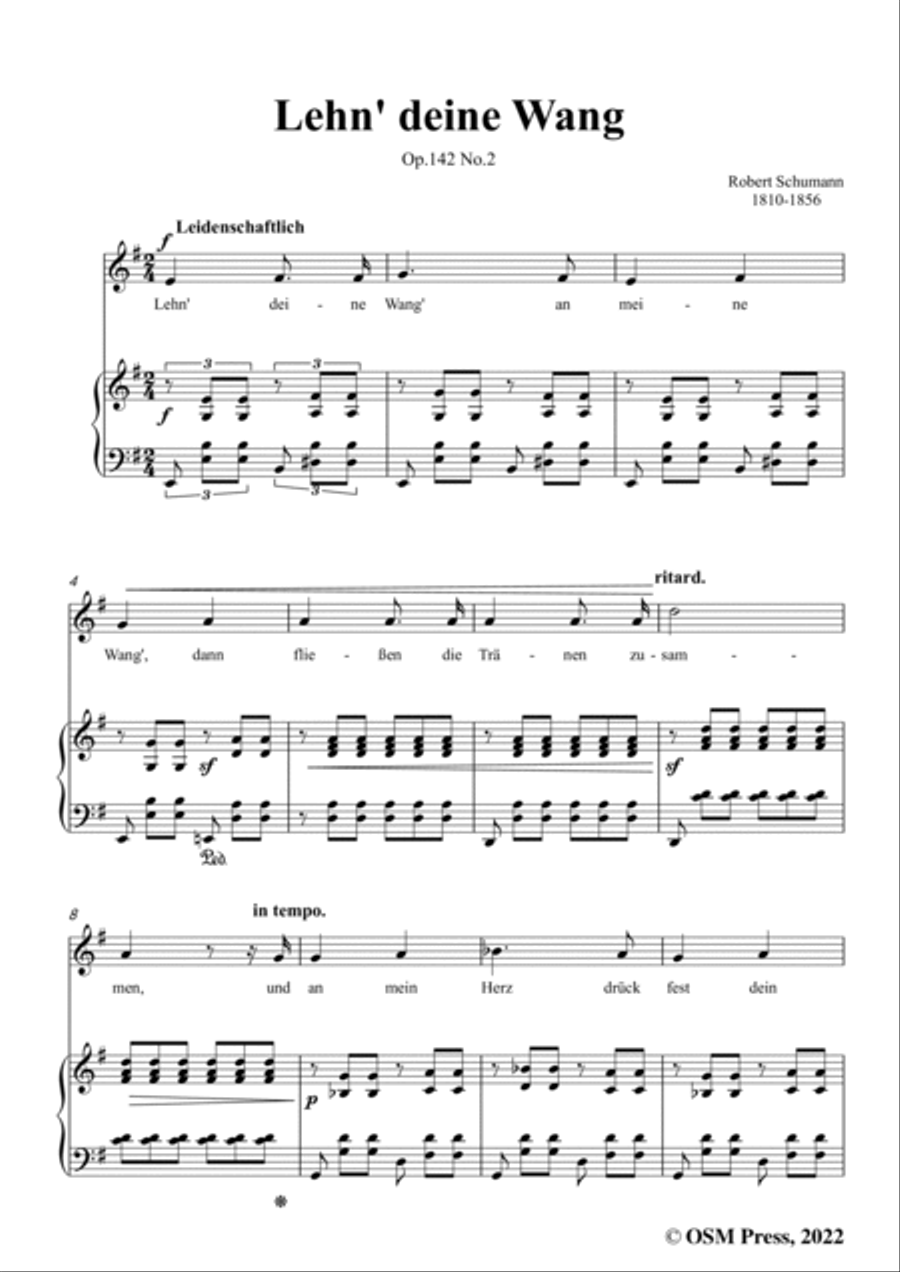 Schumann-Lehn deine Wang,Op.142 No.2,in e minor Voice scores gallery preview page 3