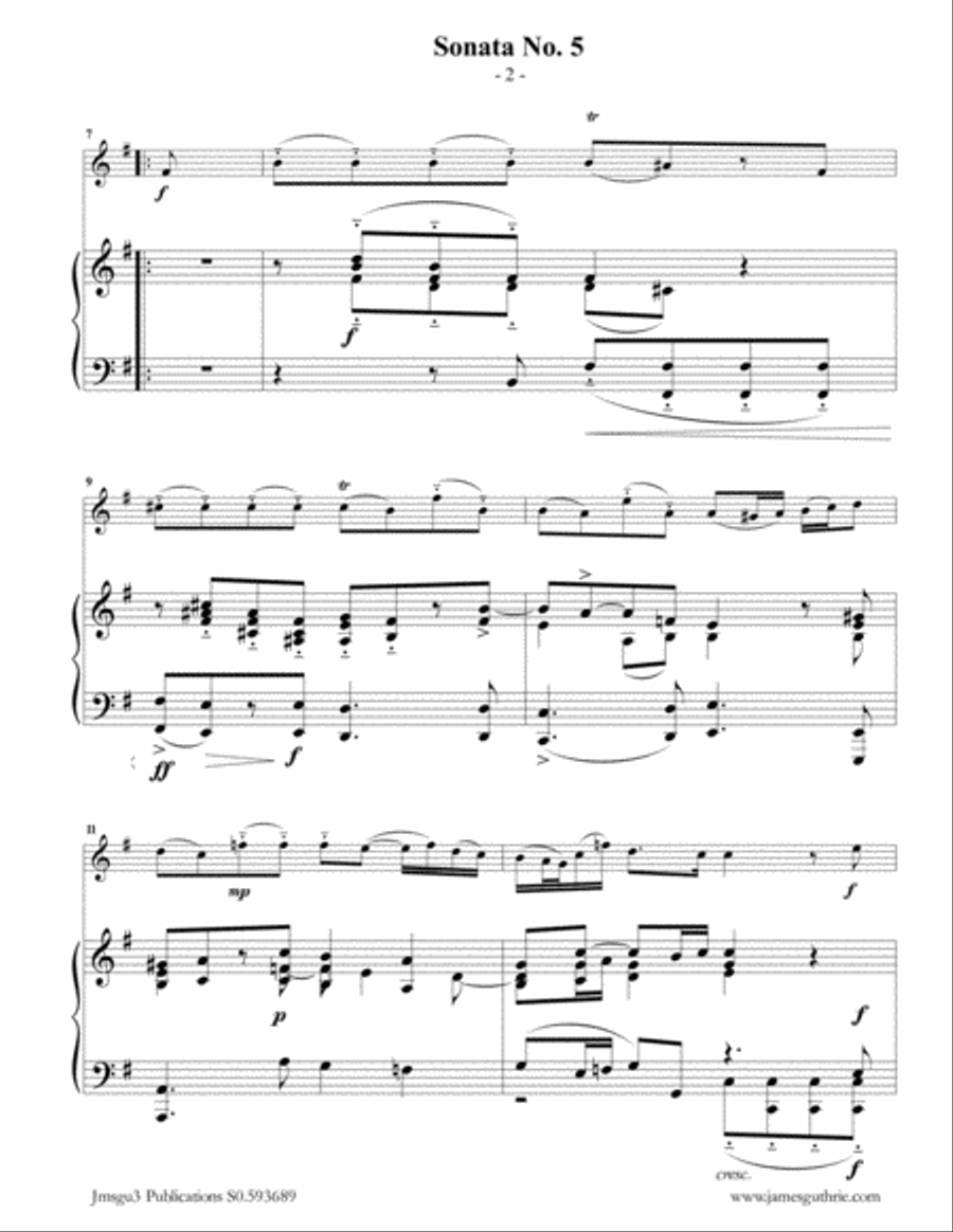 Vivaldi: Sonata No. 5 for Flute & Piano Flute Solo scores gallery preview page 2