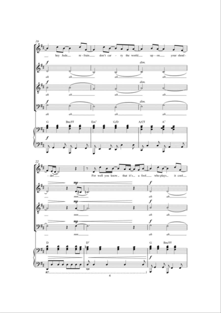 Hey Jude (arr. Jeremy Birchall) 4-Part scores gallery preview page 4