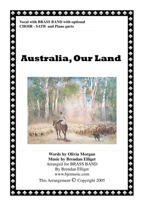 Book cover for Australia Our Land - BRASS BAND with Solo Vocal or SATB Score and Parts PDF